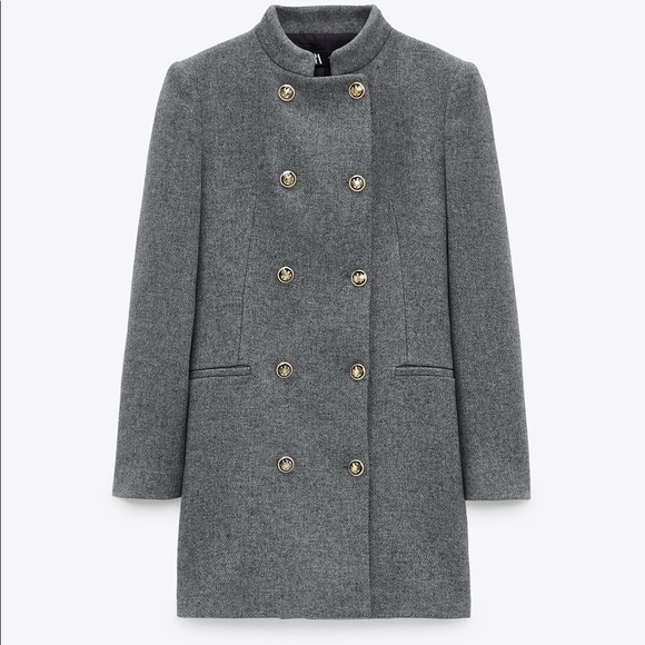 Zara Jackets & Coats Nwt Zara Wool Double Breasted Coat Gold